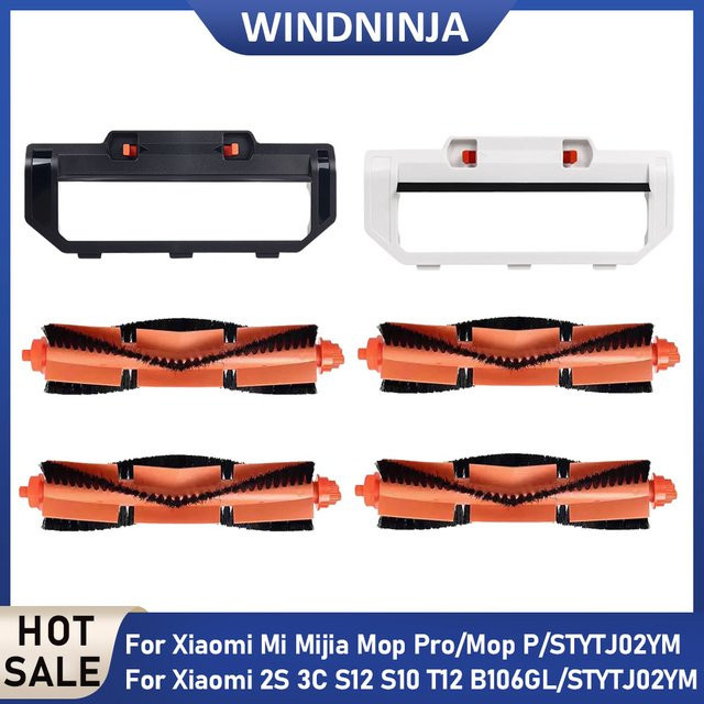 WINDNINJA Roller-Bürsten-Hauptbürstenabdeckungs-Set für Xiaomi Mijia Mop 2S Mop Pro 3C S10 S12 Kehrroboter-Ersatzteile in Weiß - Bild 1