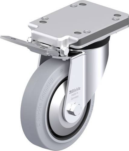 Blickle Stahlblech-Lenkrolle LK-POEV 160KAD-IS-SG-FA in Schwarz und Grau mit 160 mm Rad-Durchmesser und einer Tragfähigkeit von 400 kg - Bild 1