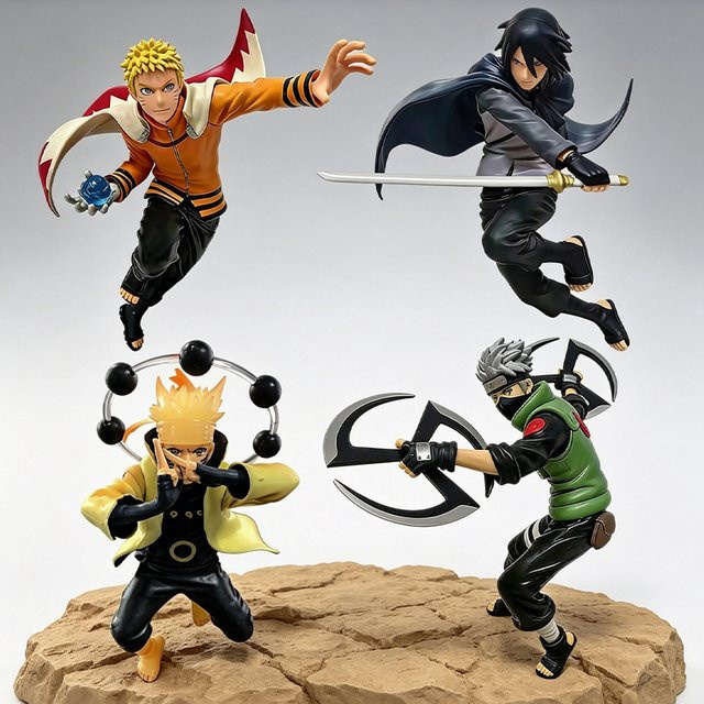 Bandai Naruto Sasuke Kakashi Uzumaki Gaara, Actionfiguren, Kunststoff - Bild 1