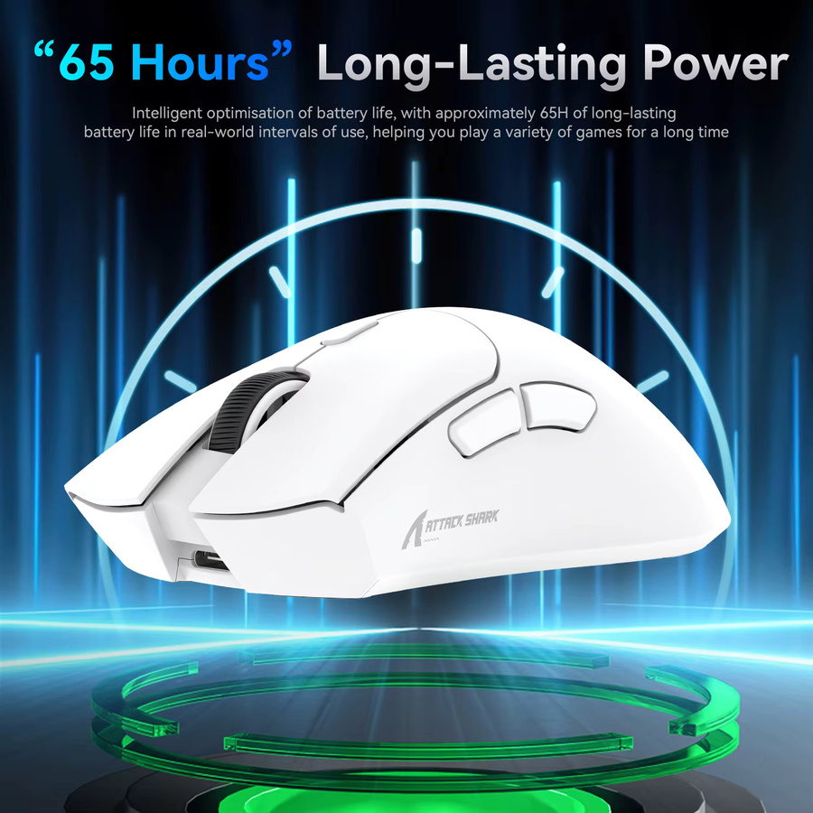 ATTACK SHARK R1 Tri-Mode Gaming-Maus in Weiß mit PixArt PAW3311-Sensor, 18000 DPI und 59 g ultraleichtem Design für PC und Mac - Bild 5
