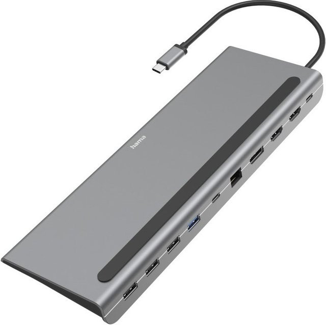 Hama USB-C-Docking-Station mit 10 Ports, Ethernet/LAN und 4K UHD Unterstützung, grau - Bild 1