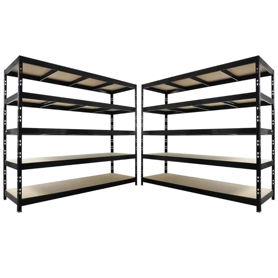 PROREGAL Rhino Schwerlastregal Set aus 2 Stück, Schwarz, 5 Spanplatten-Ebenen, B/H/T: 200 x 240 x 70 cm - Bild 2