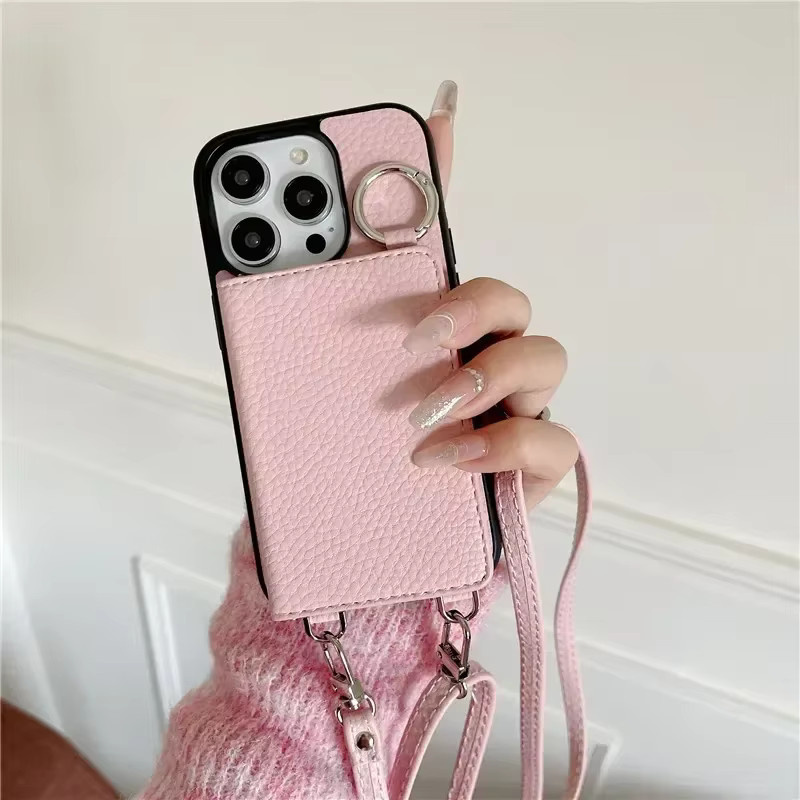 szHAIyu Umhängetasche aus Leder für iPhone 11 12 13 14 15 16 Pro Max und XS mit Kartenhalter und stoßfester Abdeckung in Weiß - Bild 2