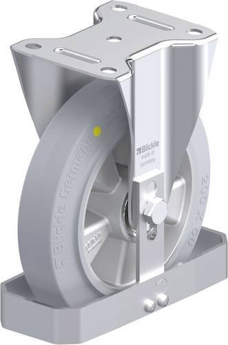 Blickle Stahlblech-Bockrolle B-ALEV 200K-SG-AS-FS in Grau und Blau mit 200 mm Rad-Durchmesser und 400 kg Tragfähigkeit - Bild 1