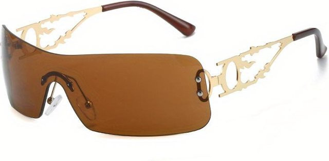 Fable Sonnenbrille Wrap-Around, randlos, Metal, braun, Unisex - Bild 1