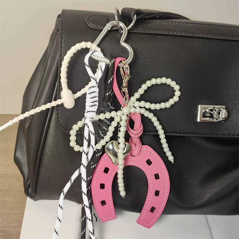 Yogodlns Schlüsselanhänger Pferdehuf Hufeisen, PU-Leder, Rosa, Damen und Mädchen - Bild 2