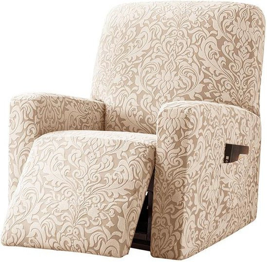 Dehnbarer Jacquard Sessel Überzug mit floralem Muster in Beige für 1 Sitzplatz - Bild 1