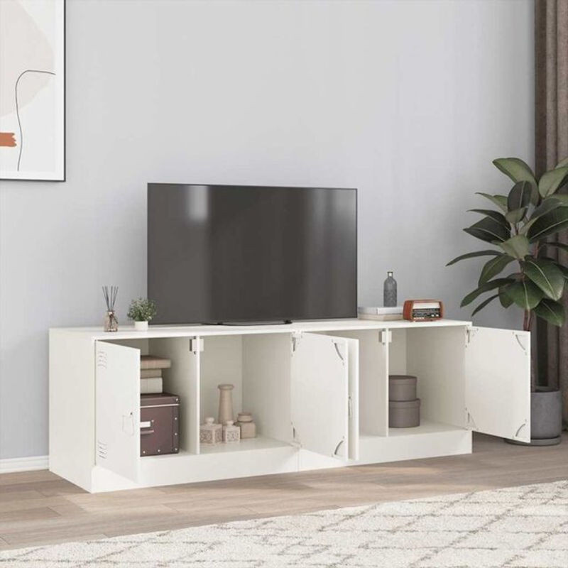 2er-Set TV-Schränke von vidaxl in Weiß aus Stahl im Industrial-Design, B/T/H: 67 x 39 x 44 cm - Bild 1