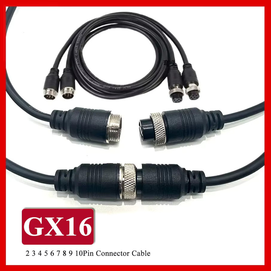 GX16 Luftfahrtstecker mit Kabel als Stecker auf Buchse, Schwarz - Bild 5