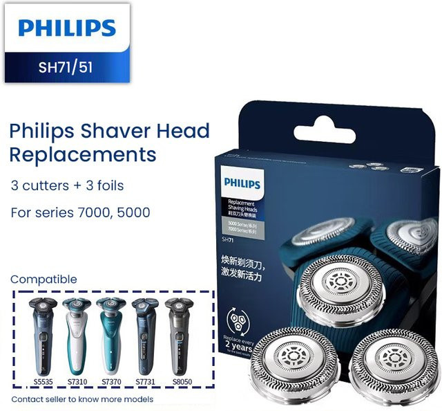 Philips SH71 Scherkopf-Ersatz in Silber für Elektrorasierer der Serie 5000 und Serie 7000 in Fünfeckform - Bild 1