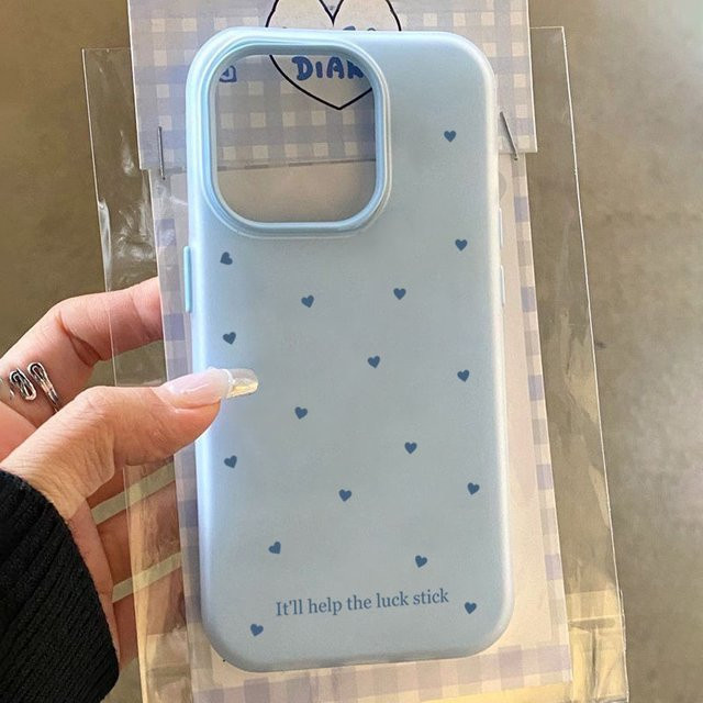 Minimalistische blaue Handyhülle mit Herz-Design für Apple iPhone Modelle, 2in1 Cover Case - Bild 1