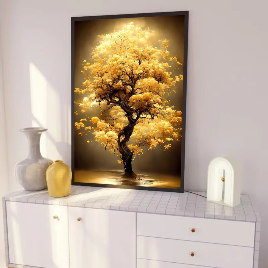 Kayou Wanddekoration Goldenes Geldbaum-Poster, selbstklebender wasserfester Papieraufkleber, Farbe: Gold, B/H: 15,0 x 10,0 cm - Bild 5