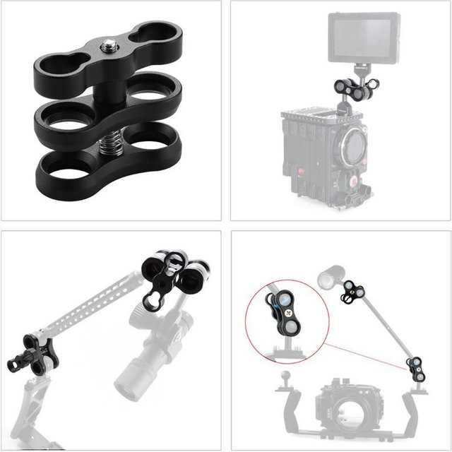 ZuiyouBaby Doppelhalterung Klemme Clip Arm für Unterwasserfotografie und Tauchlicht-System in Schwarz - Bild 1
