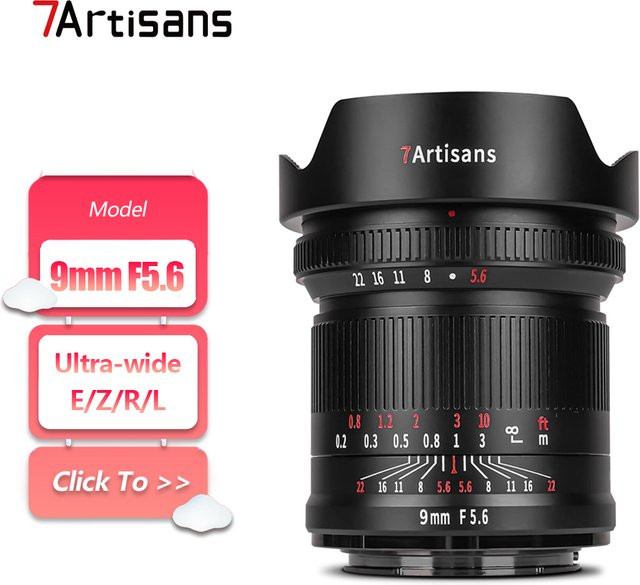 7artisans 9mm F5.6 Vollformat Ultra-Weitwinkel-Objektiv für Humanwissenschafts-Fotografie in Schwarz für Sony E, Canon RF, Nikon Z und L-Mount - Bild 1