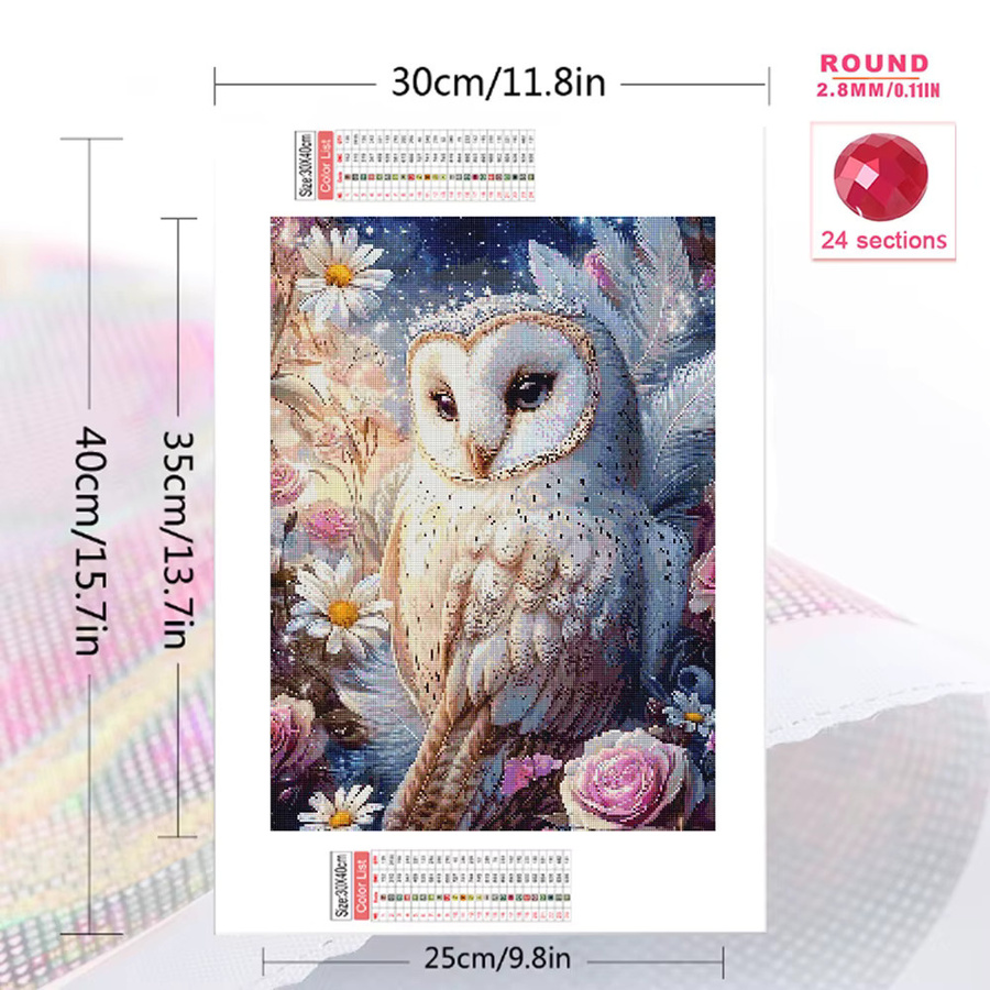 Evershine Diamant-Stickerei Set mit floralem Vogel-Motiv in Multicolour, Full Drill Mosaik-Malerei mit runden Strasssteinen, B/H: 30,0 x 20,0 cm - Bild 2