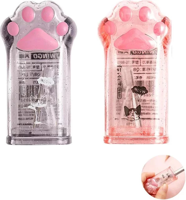 Kreativer Bleistiftspitzer in Katzenpfotenform für Kinder und Studenten, Set in Grau und Pink - Bild 1