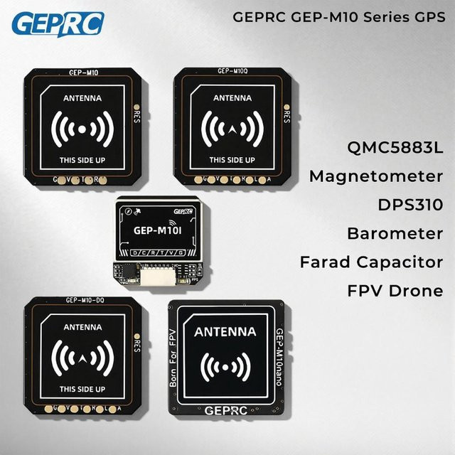 GEPRC GEP-M10 Serie GPS Modul mit integriertem Flash-Chip, QMC5883L Magnetometer und DPS310 Barometer in Schwarz für FPV-Drohnen - Bild 1