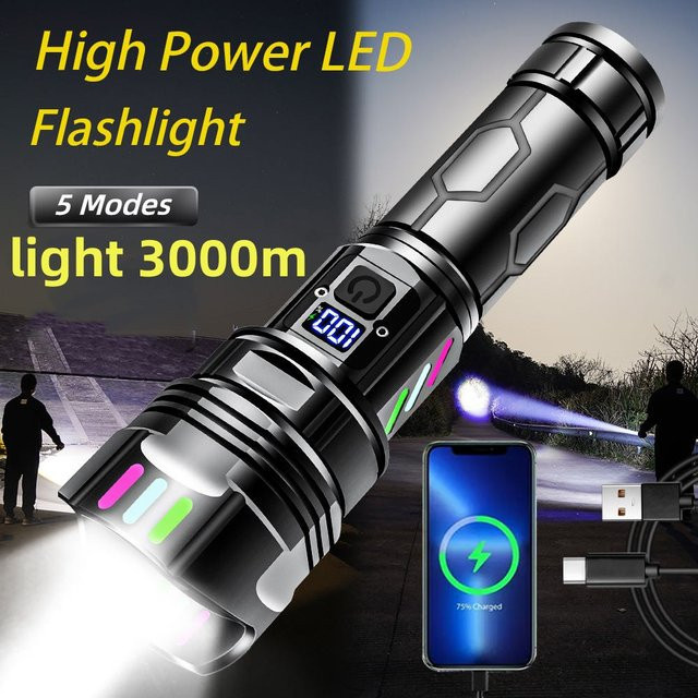 JIASHUAIXIN LED-Scheinwerfer Taschenlampe mit Zoom und fluoreszierendem Film in Schwarz - Bild 1
