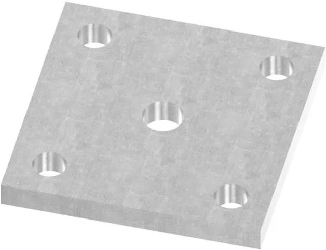 FeNau Ankerplatte aus Stahl in Silber, B/T/H: 100 x 100 x 10 mm mit 4 Bohrungen Ø 13 mm - Bild 1