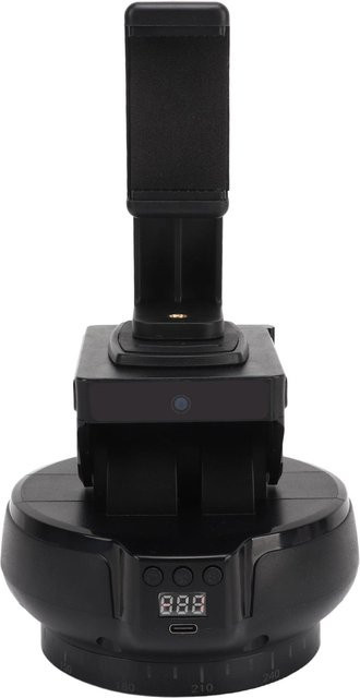 Shoemst Kabellose Elektrische Stativkopf Fernbedienung mit KI Gesichtserkennung und Rotierender Panoramakopf für Smartphone und Kamera in Schwarz - Bild 1