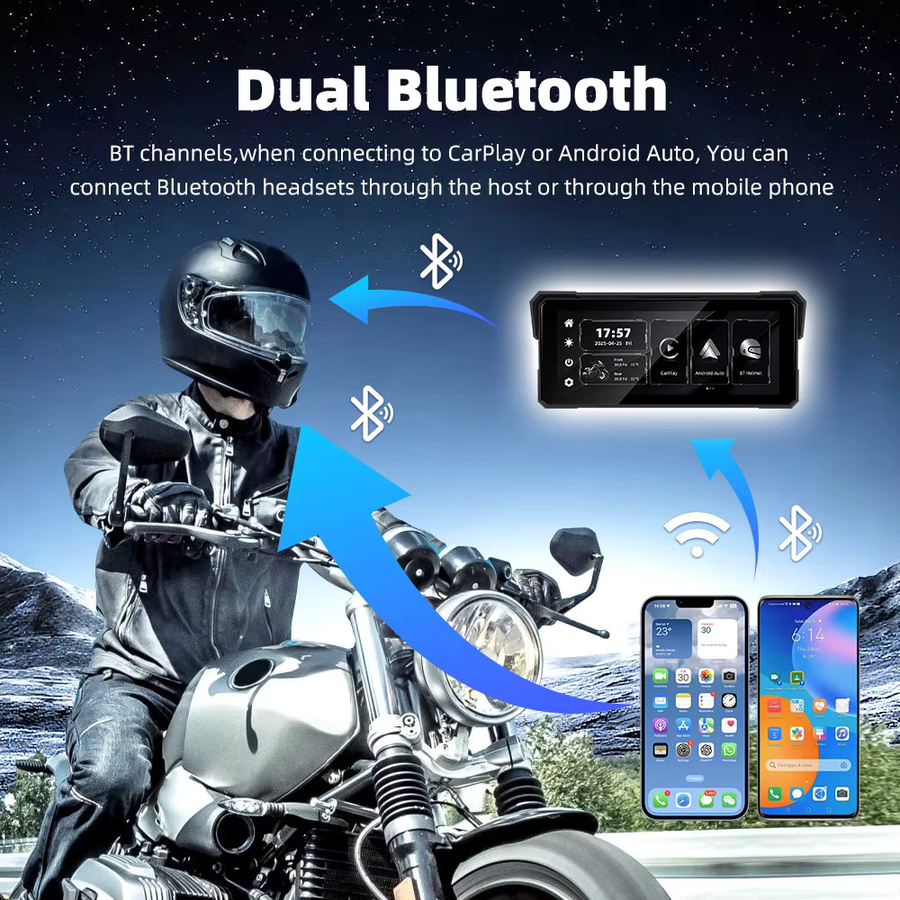 EKIY Motorrad CarPlay Navigation mit 8,1 Zoll Touchscreen, Wireless Android Auto und GPS, Schwarz - Bild 5