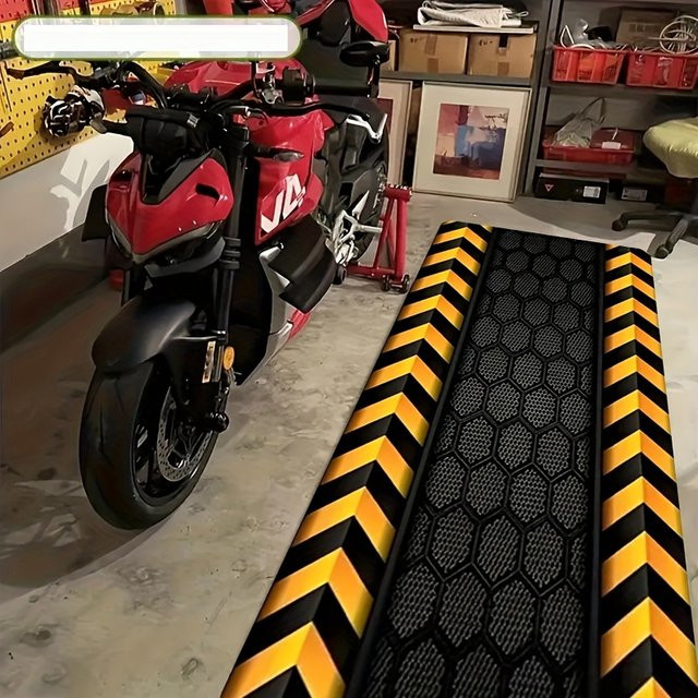 VIKAMA Langer Läufer-Teppich als rutschfeste Motorradmatte für Innen- und Außenbereich, geometrisches Design, B/T/H: 120 x 18 cm - Bild 1