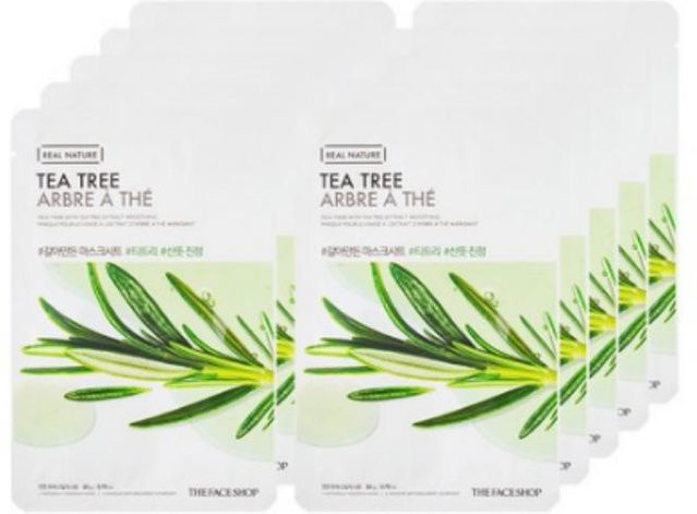 THE FACE SHOP Real Nature Teebaum Gesichtsmaske, 10er-Set, mit Teebaumextrakt - Bild 1