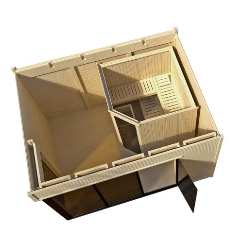 WEKA Design-Saunahaus Cubilis in Braun mit 7,5 kW Saunaofen, B/H/T: 388 x 249 x 314 cm - Bild 4