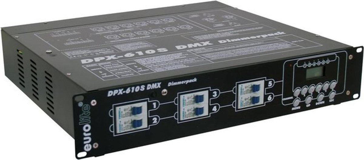 Eurolite DPX-610 DMX Dimmer 6-Kanal in 19 Zoll-Bauform, Schwarz - Bild 2