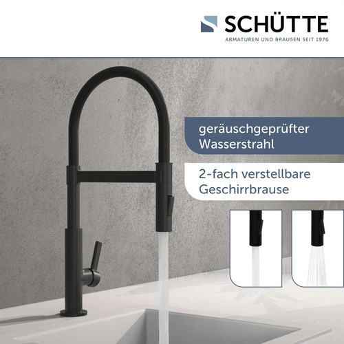 Schütte Spültischarmatur Miami Schwarz-Matt mit ausziehbarem Soft-Touch Schlauch und Spritzfunktion aus Messing - Bild 4