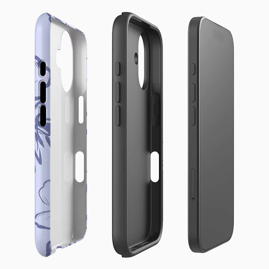 Lila Blumen Handyhülle für Apple iPhone 17 16 15 14 13 12 Pro Max Plus mit doppelschichtiger Rückseite - Bild 2