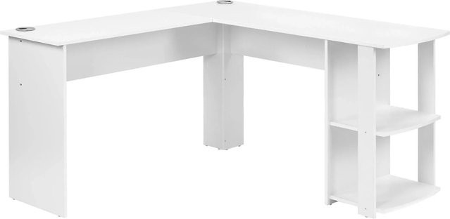 Merax Eckschreibtisch in Weiß mit 2 Ablagen für dein Home-Office, B/T: 140 x 140 cm - Bild 1