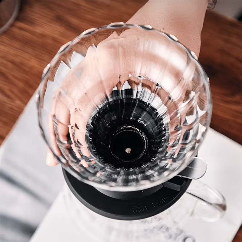 YRPcoffee Dripper V02 Konischer Kaffeefilterbecher aus Glas in Transparent inklusive 40 Kaffeefilterpapier - Bild 2