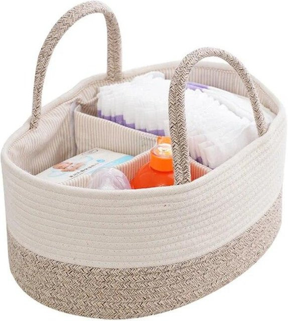 NATAWA Multifunktionale Baby Wickeltasche und Windelkorb aus Baumwolle in Weiß - Bild 1