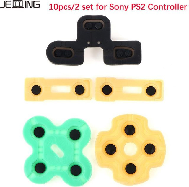 JETTING Ersatzteil-Set aus leitfähigem Gummi für PS2-Controller: 10 Stück Silikon-Kontaktkissen für D-Pad und Tasten in Multicolor - Bild 1