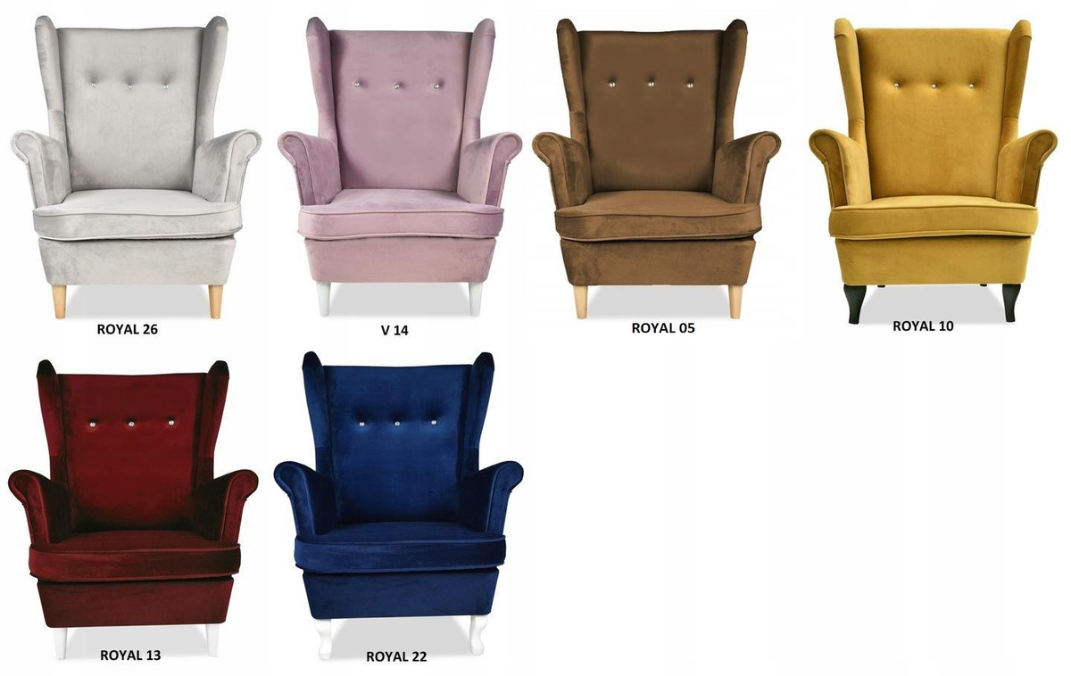 Ohrensessel ARI mit Hocker von Family Meble im skandinavischen Design aus bordeauxfarbenem Samt, H x B x T: 104 x 84 x 92 cm - Bild 2