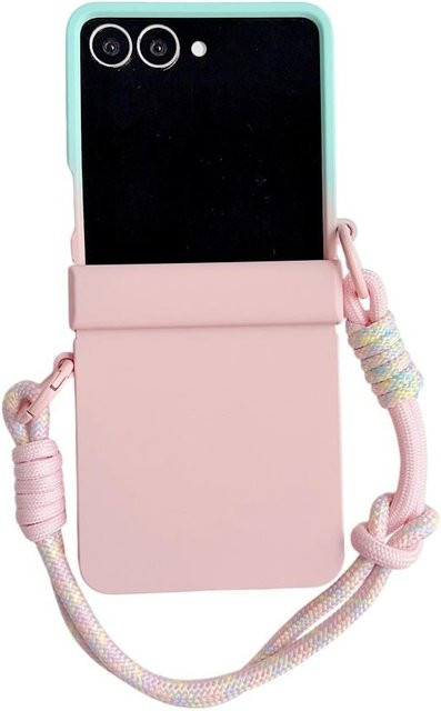 Samsung Galaxy Z Flip Schutzhülle mit Handgelenkband und Ständer in Pink, Matte PC-Abdeckung für Galaxy Z Flip 7 6 5 4 3 - Bild 1