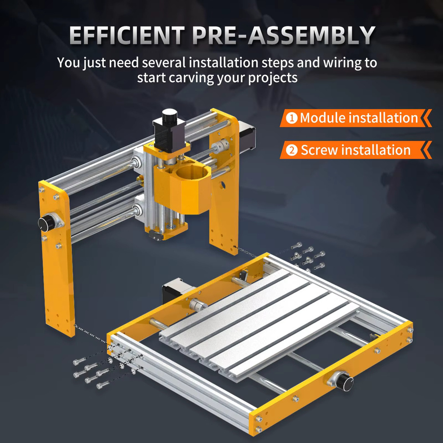LUNYEE CNC Fräsmaschine 3018Pro Max mit 500W, GRBL Offline Control, Aluminium Rahmen in Gold - Bild 3