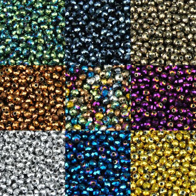 wlyees Glasperlen, Kristallbeschichtet, bunt, 3-8mm, Unisex - Bild 1