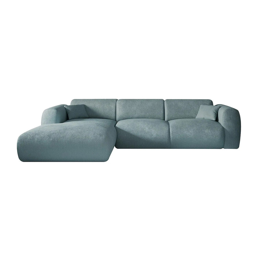 Maison Céphy Ecksofa Pogni in Blau mit Samt-Bezug ohne Schlafmöglichkeit - Bild 2