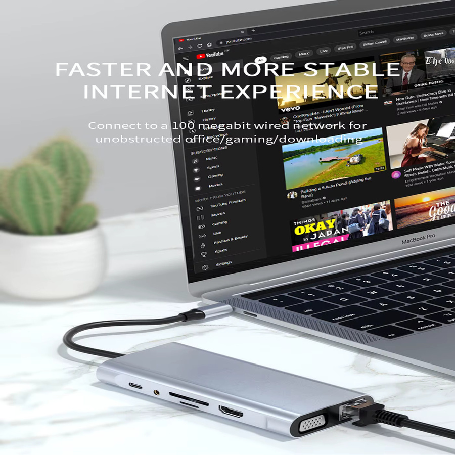 Basix USB-C Hub zu HDMI Adapter mit 4K Thunderbolt 3, TF und SD Kartenleser sowie PD-Ladefunktion für MacBook Air Pro M1 M2, Grau - Bild 2