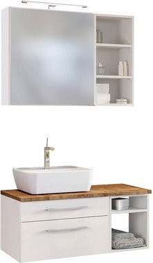 HELD MÖBEL Unterbecken-Set Davos in Weiss mit integrierter Beleuchtung und internen Regalen, B/H/T: 90 x 200 x 47 cm - Bild 1