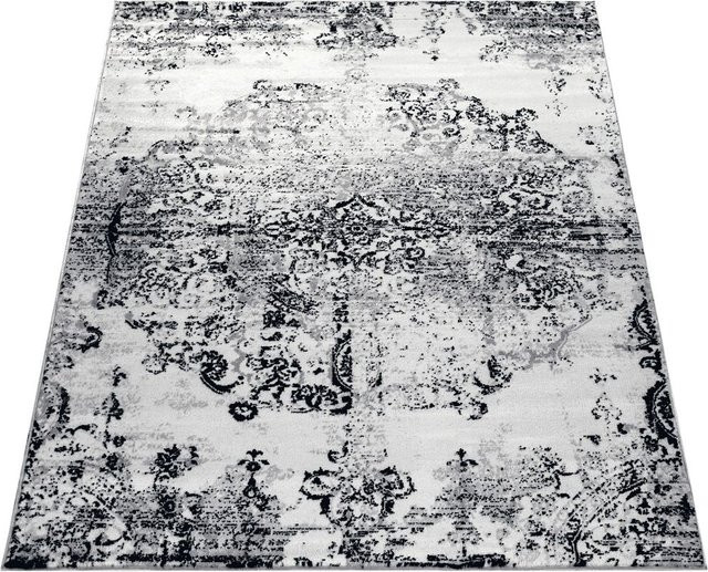Teppich Mara in Grau mit Ornament-Design im Vintage-Stil, pflegeleicht und fußbodenheizungsgeeignet, Breite: 60 cm, Länge: 100 cm - Bild 1
