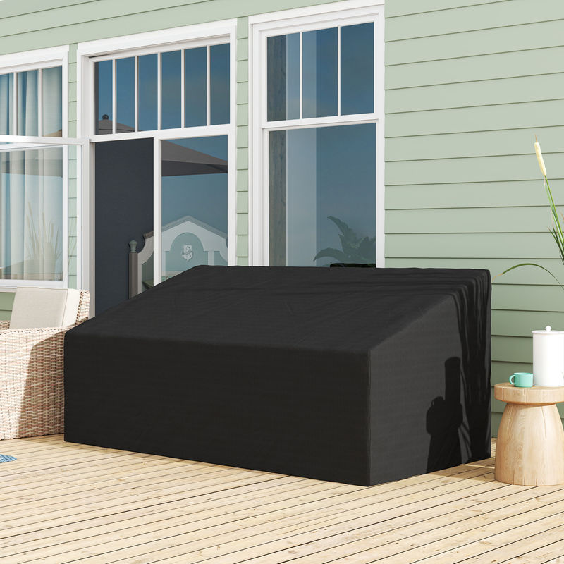 Outsunny Schutzhülle für 3-4 Sitzer Gartenbank, wasserdichte Outdoor Sofa Abdeckung aus 600D Oxford-Gewebe mit UV- und Staubschutz, Schwarz, B/T/H: 218 x 111 x 63/101 cm - Bild 2