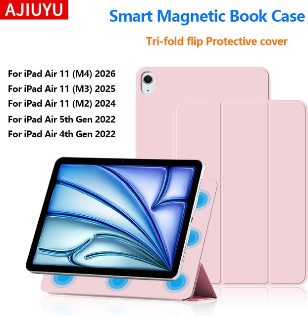 AJIUYU Smart Folio Hülle für iPad Air 11 M4 2026 Tablet Case mit magnetischer Abdeckung in Purple und Pink - Bild 1