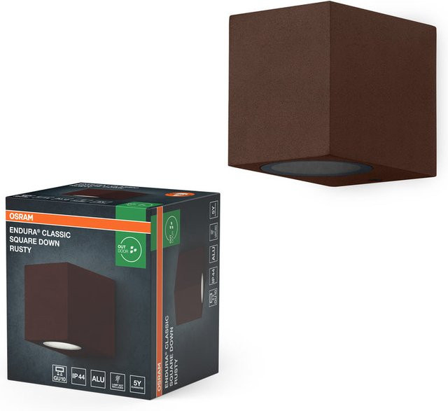 Endura Classic Square Außenwandleuchte in Braun mit Aluminiumgehäuse und Glasabdeckung, GU10-Sockel, IP44 Schutzklasse für Terrasse und Balkon - Bild 1