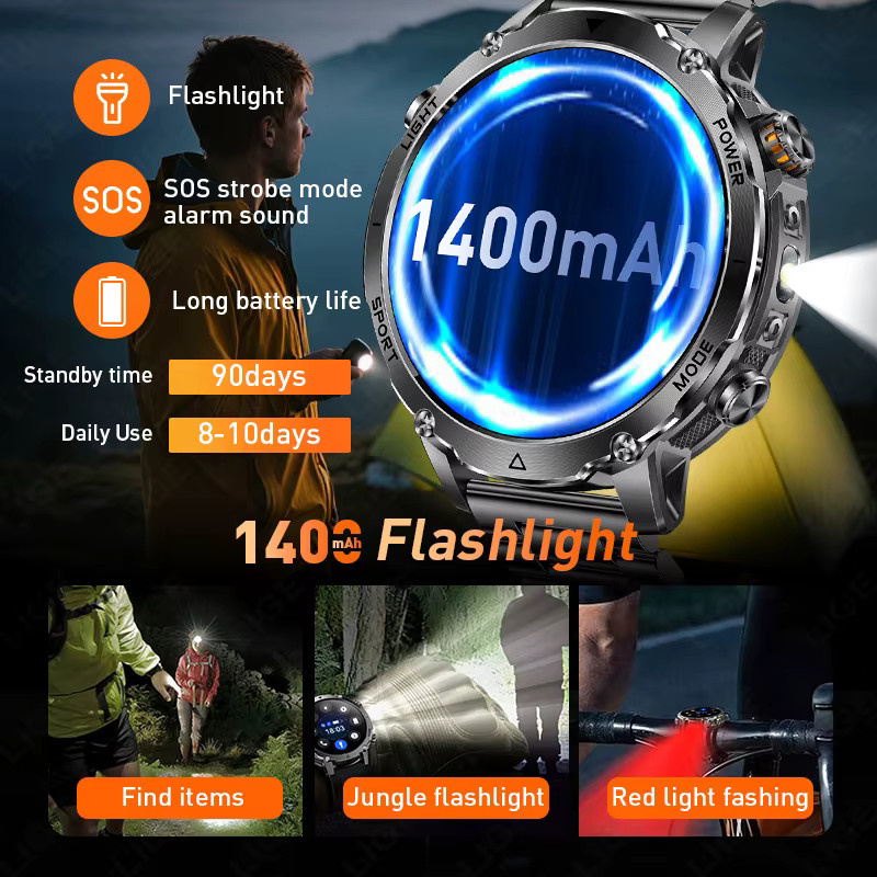 LIGE Outdoor-Smartwatch mit Bluetooth-Anruf, 1,7 Zoll Display und großem 1400 mAh Akku für Android und iOS - Bild 4