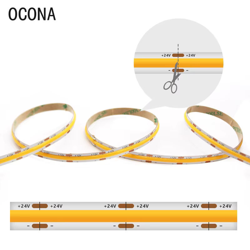 OCONA COB-LED-Streifen RGB dimmbar, 5 m Länge, Weiß und Rot - Bild 3