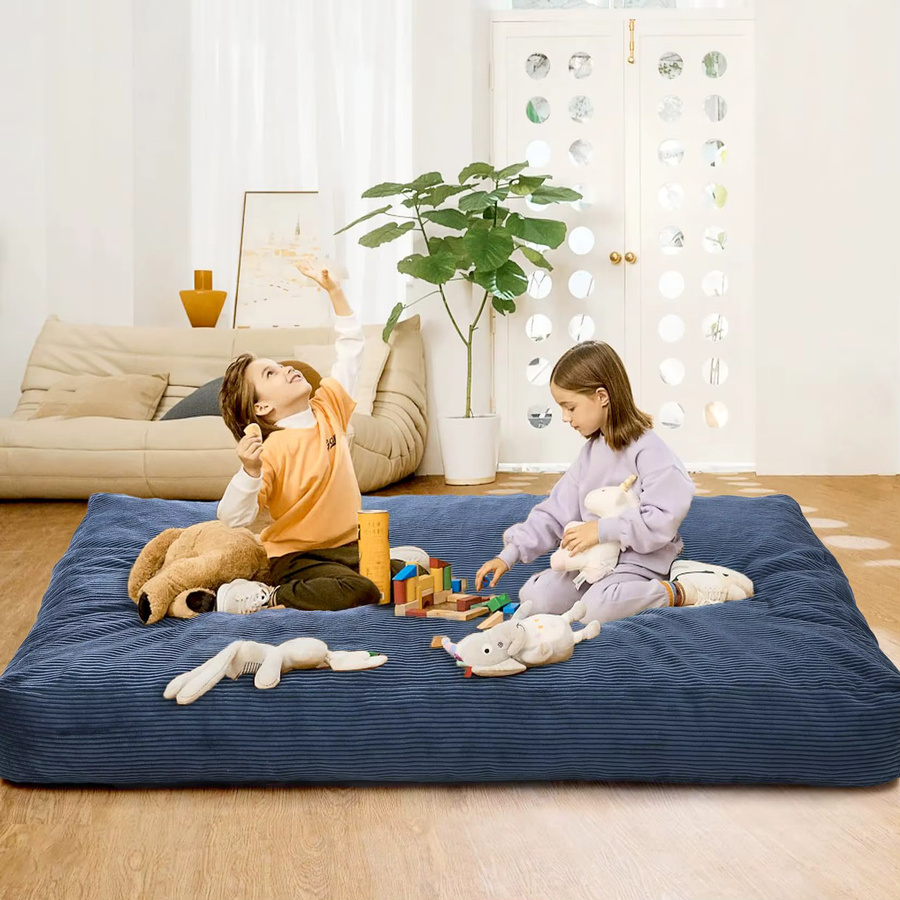 HiMISS 2-in-1 Cord-Sitzsack für Erwachsene als konvertierbares Bodensofa und Matratze in Blau - Bild 2