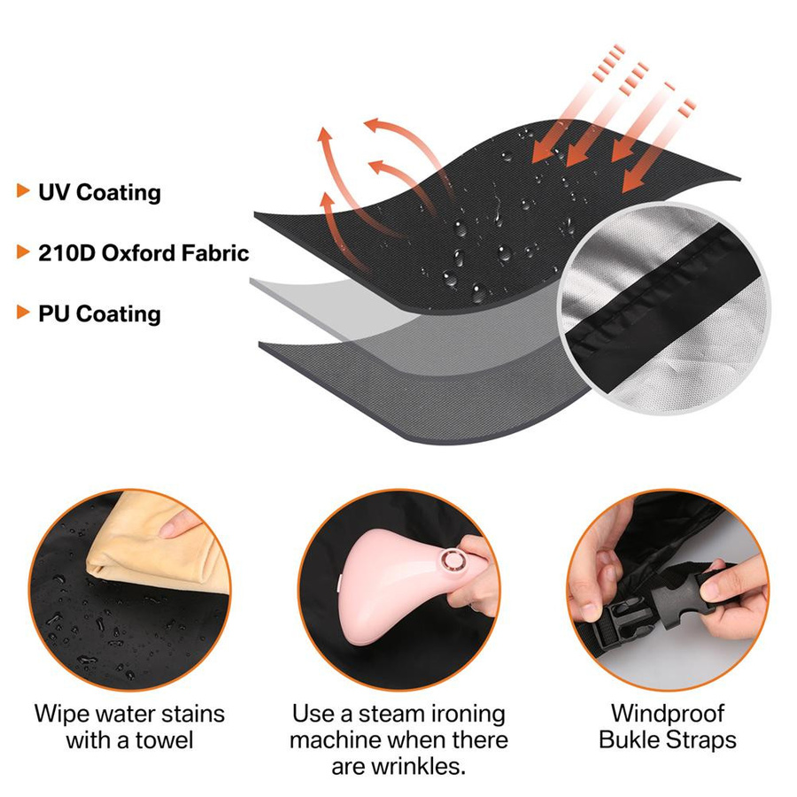 Yiran bag Chaiselongue-Abdeckung für Sessel aus Polyester, wasserabweisend und wetterbeständig, Schwarz, 2er-Pack - Bild 2